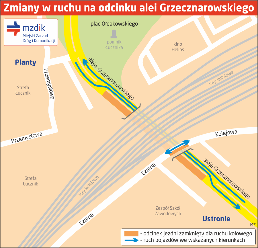 Zmiany w ruchu na odcinku alei Grzecznarowskiego
