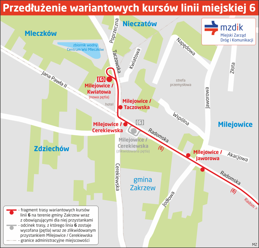 Przedłużenie wariantowych kursów linii miejskiej 6